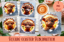 3D Baby Highland Cow Coaster Sublimation |cute animal Product Image 1