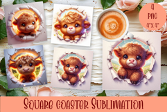 3D Baby Highland Cow Coaster Sublimation |cute animal Product Image 1