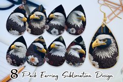 Earring teardrop sublimation design 3D bald eagle Product Image 1