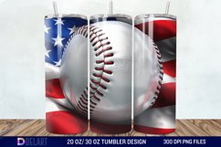3D Baseball American Flag Tumbler Wrap Product Image 1