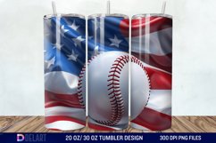 3D Baseball American Flag Tumbler Wrap Product Image 1