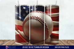 3D Baseball American Flag Tumbler Wrap Product Image 1