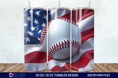 3D Baseball American Flag Tumbler Wrap Product Image 1