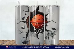 3D Basketball Hole In A Wall Tumbler Wrap Product Image 1