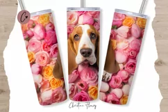 Spring Basset Hound Flower Tumbler Wrap PNG Product Image 1