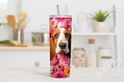 Spring Basset Hound Flower Tumbler Wrap PNG Product Image 2