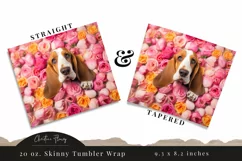 Spring Basset Hound Flower Tumbler Wrap PNG Product Image 3