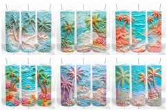 3D Beach 20 oz Skinny Tumbler Wrap Designs