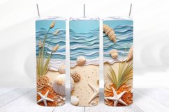 3D Beach 20 oz Skinny Tumbler Wrap Sublimation Design