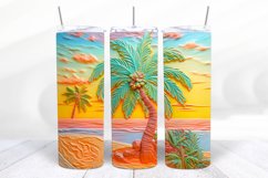 3D Beach 20 oz Skinny Tumbler Wrap Sublimation Design