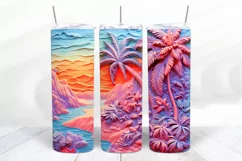 3D Beach 20 oz Skinny Tumbler Wrap Sublimation Design