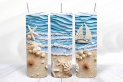 3D Beach 20 oz Skinny Tumbler Wrap Sublimation Design
