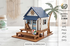3D Beach Houses Bundle Laser Cut. Summer Stand Decor SVG Product Image 12