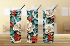 3D Floral Tumbler Wrap | Flower Tumbler Wrap PNG | Full Wrap Design | 20oz Tumbler Wraps, 3D Beautiful Roses 20 oz Skinny Tumbler Sublimation Design