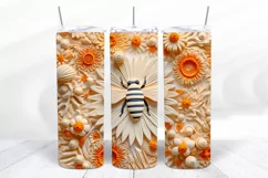 3D Bee 20 oz Skinny Tumbler Wrap Sublimation Design