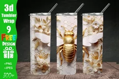 3D Bee Honeycomb 20 oz Skinny Tumbler Sublimation Design, 3D Bee 20 oz Skinny Tumbler Sublimation Design, 3d Tumbler Wrap | Flower Tumbler Wrap PNG | Full Wrap Design | 20oz Tumbler Wraps, 3D Bee Floral Tumbler Wrap, 3D Flowers 20 oz Skinny Tumbler