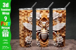 3D Bee Honeycomb 20 oz Skinny Tumbler Sublimation Design, 3D Bee 20 oz Skinny Tumbler Sublimation Design, 3d Tumbler Wrap | Flower Tumbler Wrap PNG | Full Wrap Design | 20oz Tumbler Wraps, 3D Bee Floral Tumbler Wrap, 3D Flowers 20 oz Skinny Tumbler