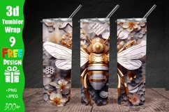 3d Bee Honeycomb Black and Gold 20 oz Skinny Tumbler Wrap, 3D Bee 20 oz Skinny Tumbler Sublimation Design, 3d Tumbler Wrap | Flower Tumbler Wrap PNG | Full Wrap Design | 20oz Tumbler Wraps, 3D Bee Floral Tumbler Wrap, 3D Flowers 20 oz Skinny Tumbler