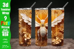 3D Bee Tumbler Sublimation Design, Tumbler Sublimation PNG