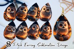 3D Bird Owl Halloween Earring teardrop sublimation design Product Image 1