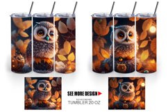 3D Bird Owl Halloween | Tumbler Sublimation Wrap Product Image 4