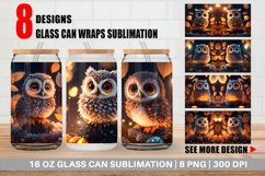 3D Bird Owl Halloween Glass Can Wraps Product Image 1