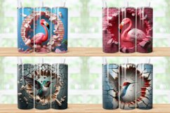 3D Birds Cracked Hole, 20/30oz Skinny Tumbler Product Image 2