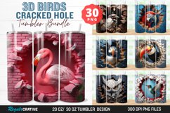 3D Birds Cracked Hole, 20/30oz Skinny Tumbler Product Image 1