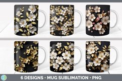 Bundle of six 3D Apple Blossoms Mug Wrap designs.