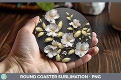 Gorgeous3D Black and Gold Round Coaster design.