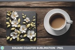 Gorgeous3D Black and Gold Square Coaster design.