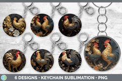 Bundle of six 3D Chicken Keychain designs.