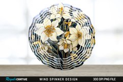 3D Black and Gold Columbine Flowers Wind Spinner PNG Design Product Image 1