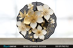 3D Black and Gold Columbine Flowers Wind Spinner Sublimation Product Image 1
