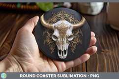 Gorgeous3D Black and Gold Round Coaster design.