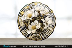 3D Black and Gold Cyclamen Flowers Wind Spinner PNG Design Product Image 1