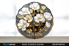 3D Black and Gold Cyclamen Flowers Wind Spinner PNG Design Product Image 1