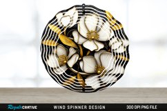 3D Black and Gold Cyclamen Flowers Wind Spinner PNG Design Product Image 1