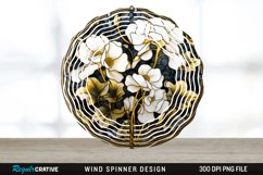 3D Black and Gold Cyclamen Flowers Wind Spinner PNG Design Product Image 1