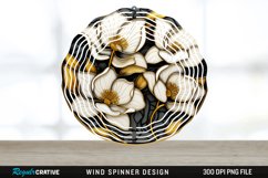 3D Black and Gold Cyclamen Flowers Wind Spinner PNG Design Product Image 1