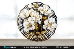 3D Black and Gold Cyclamen Flowers Wind Spinner PNG Design Product Image 1