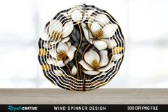 3D Black and Gold Cyclamen Flowers Wind Spinner PNG Design Product Image 1