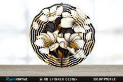 3D Black and Gold Cyclamen Flowers Wind Spinner PNG Design Product Image 1