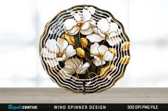 3D Black and Gold Cyclamen Flowers Wind Spinner PNG Design Product Image 1