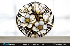 3D Black and Gold Cyclamen Flowers Wind Spinner PNG Design Product Image 1