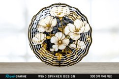 3D Black and Gold Cyclamen Flowers Wind Spinner PNG Design Product Image 1