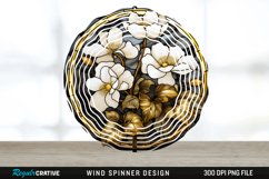 3D Black and Gold Cyclamen Flowers Wind Spinner PNG Design Product Image 1
