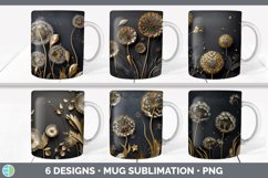 Bundle of six 3D Dandelion Mug Wrap designs.