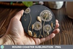 Gorgeous3D Black and Gold Round Coaster design.