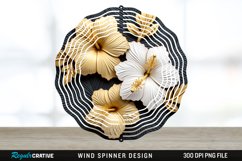 3D Black and Gold Hibiscus Flowers Wind Spinner Sublimation Product Image 1